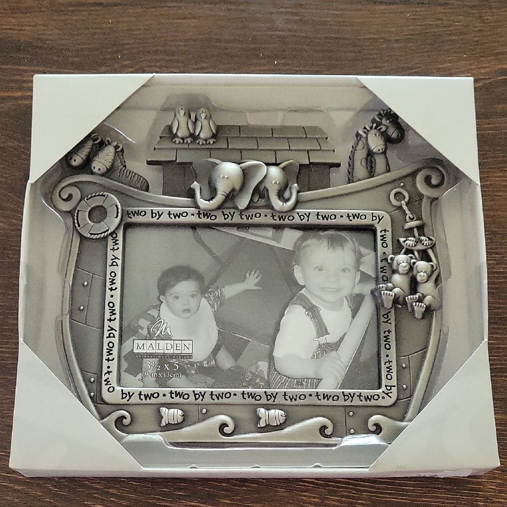 NEW Malden International Pewter 'Two by Two' Children's Picture Frame
